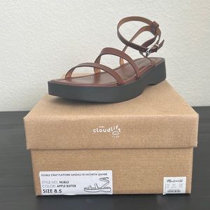 Madewell DOUBLE STRAP PLATFORM SANDALS IN VACHETTA LEATHER SIZE 8.5